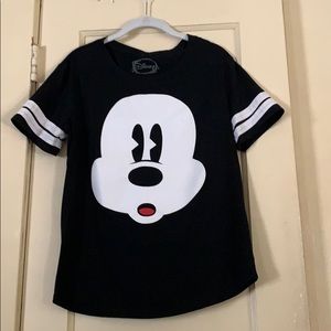 women’s XL black Mickey Mouse face ringer T shirt